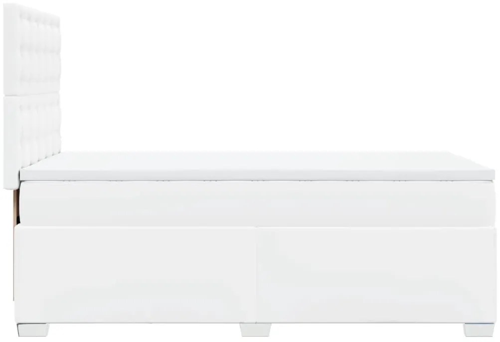 Cama com molas/colchão 80x200 cm couro artificial branco