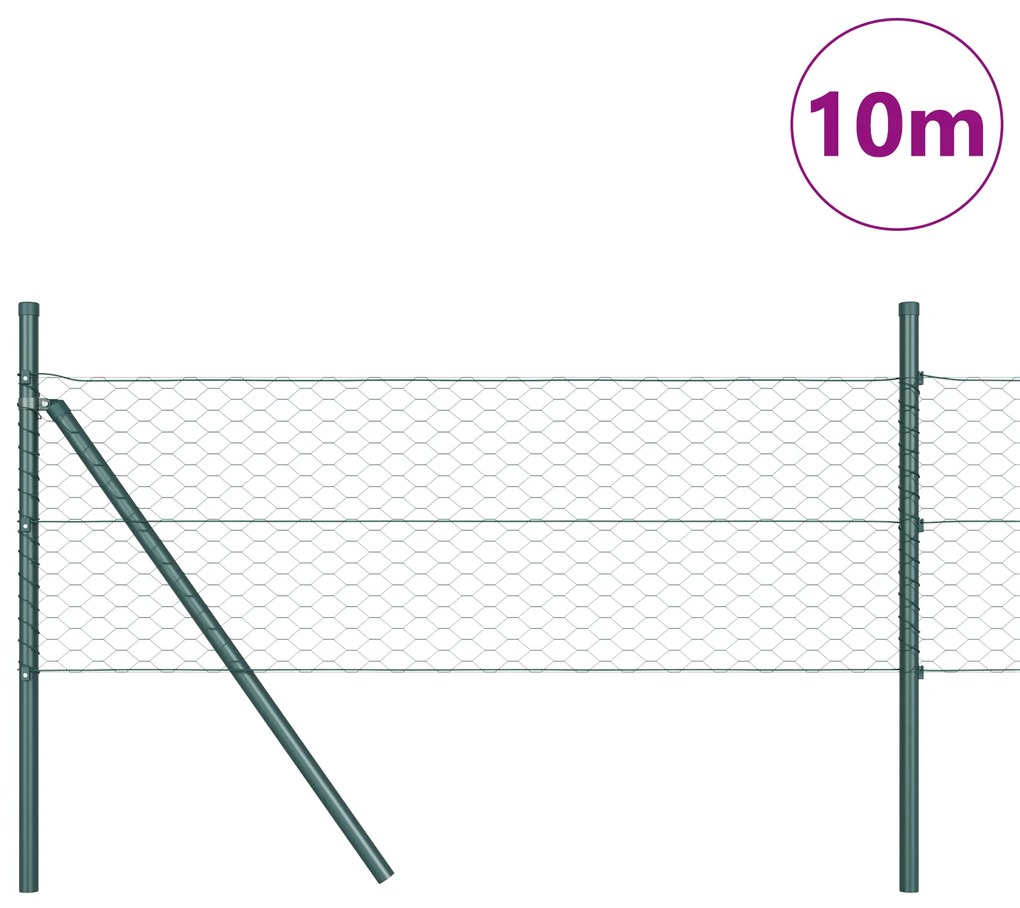 Cerca Hexagonal vidaXL Verde 0.5x10 m Aço