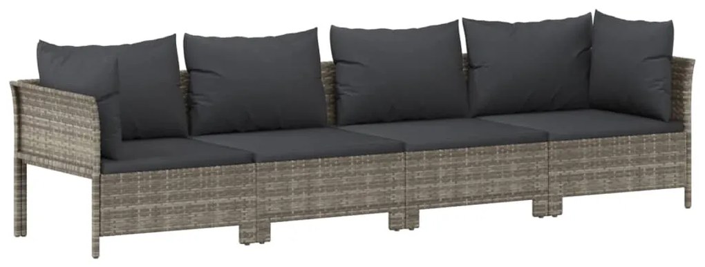 10 pcs conjunto lounge de jardim c/ almofadões vime PE cinzento