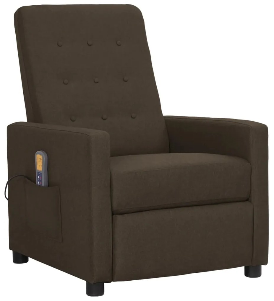 vidaXL Poltrona de massagens reclinável tecido castanho