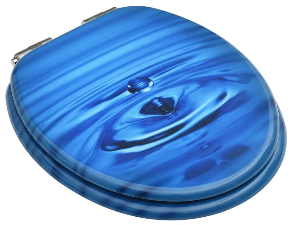 Assento sanita c/ tampa fecho suave MDF design gotas água azul