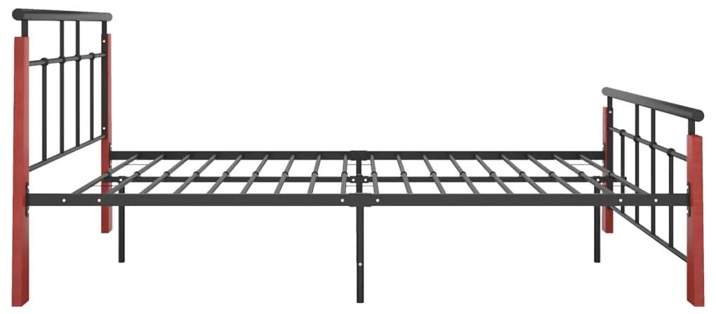 Estrutura de cama 120x200 cm metal/madeira de carvalho maciça