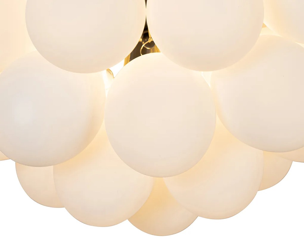 LED Plafon Inteligente Preto com Vidro Opalino 6-Luzes Incl. 6 Wifi G9 - Uvas Design