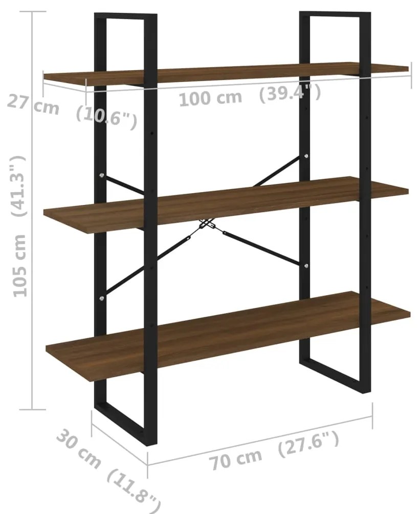 Estante 100x30x105 cm derivados de madeira carvalho castanho