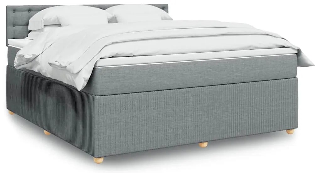 vidaXL Cama com molas/colchão 180x200 cm tecido cinzento-claro