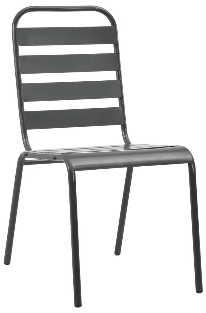 Cadeiras de jardim design ripado 4 pcs aço cinzento-escuro
