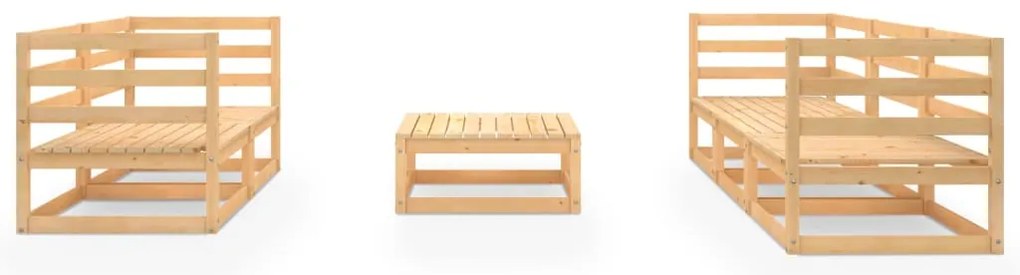 6 pcs conjunto lounge de jardim pinho maciço