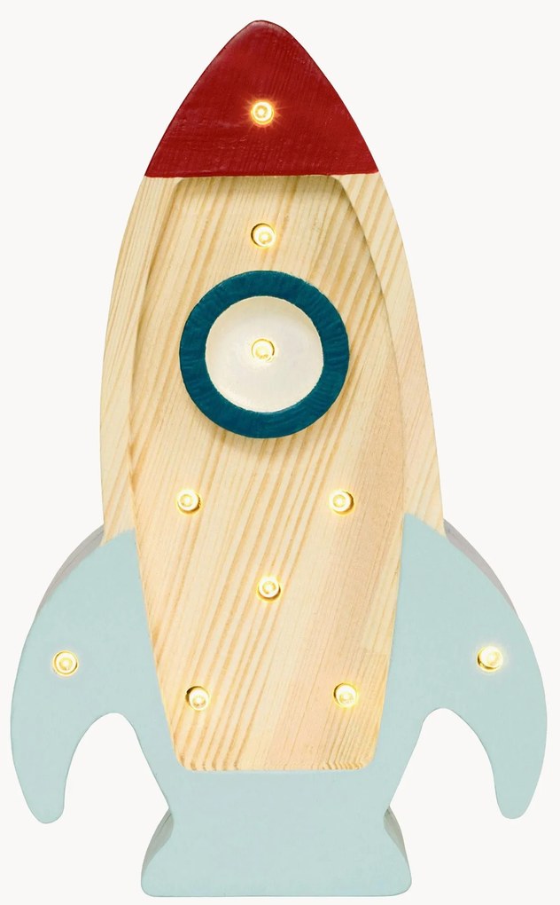 Candeeiro LED artesanal para crianças com temporizador e controlo remoto Space Rocket Mini, regulável