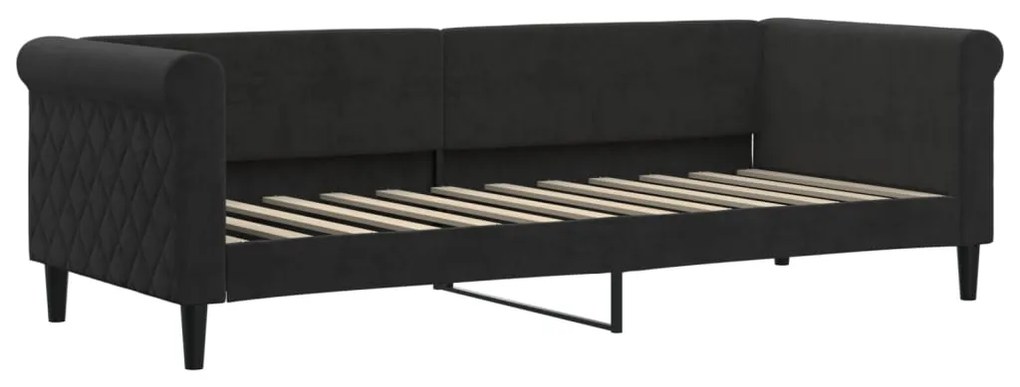 Sofá-cama com gavetão e gavetas 80x200 cm veludo preto