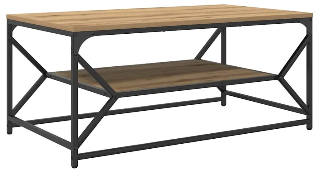 Mesa de Centro vidaXL com Prateleira em Carvalho Artesanal 90x50x40 cm