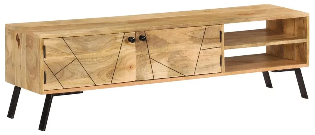 Móvel de TV em madeira de mangueira maciça 140x30x40 cm