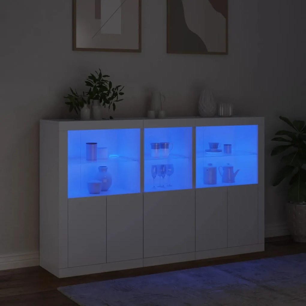 Aparador com luzes LED 162x37x100 cm branco