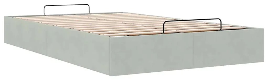 Otomano Bed Frame No Colchão Cinzento Claro 120x200 cm Veludo