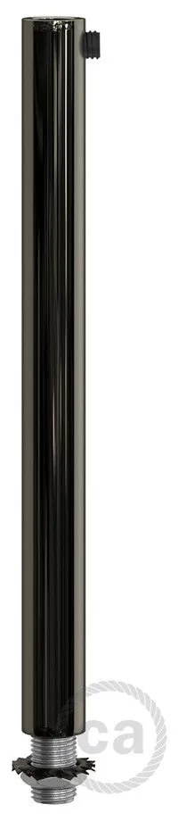Black pearl finish metal round 15 cm strain relief clamp provided with threaded tube nut and washer