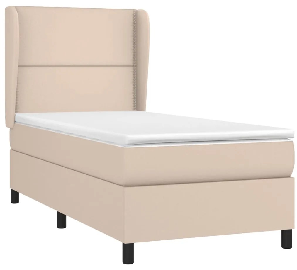 Cama com molas/colchão 90x200 cm couro artificial cappuccino