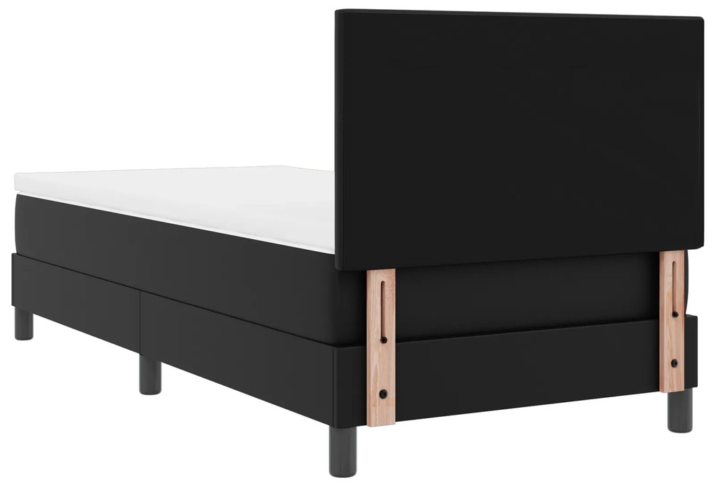 Cama Box vidaXL com Colchão Preta 90x200 cm de Couro Sintético, Cabece