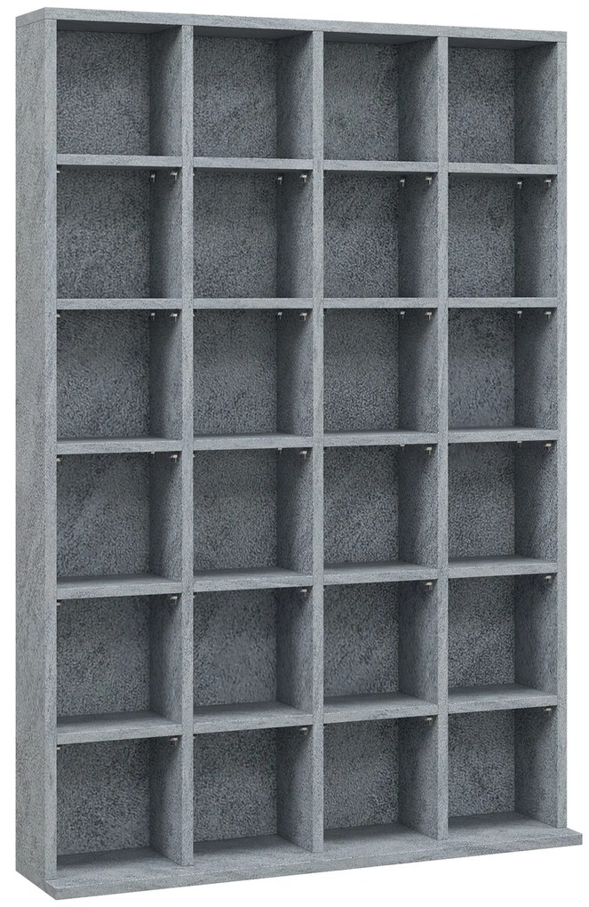 HOMCOM Móvel de Armazenamento Multimídia 480 CD/ 312 DVD Biblioteca em Madeira com Prateleiras Ajustáveis 89x130,5 cm Cinza | Aosom Portugal