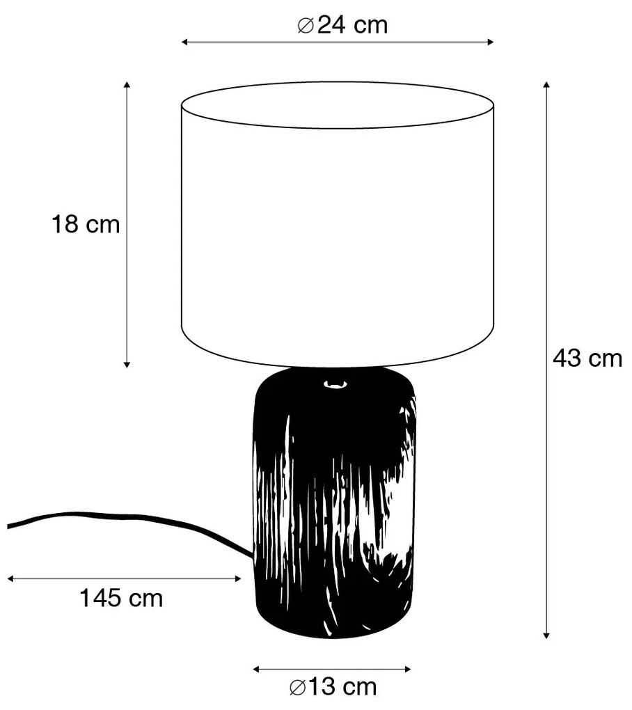 Candeeiro de mesa rústico bege com castanho 43 cm - Lipa Rústico