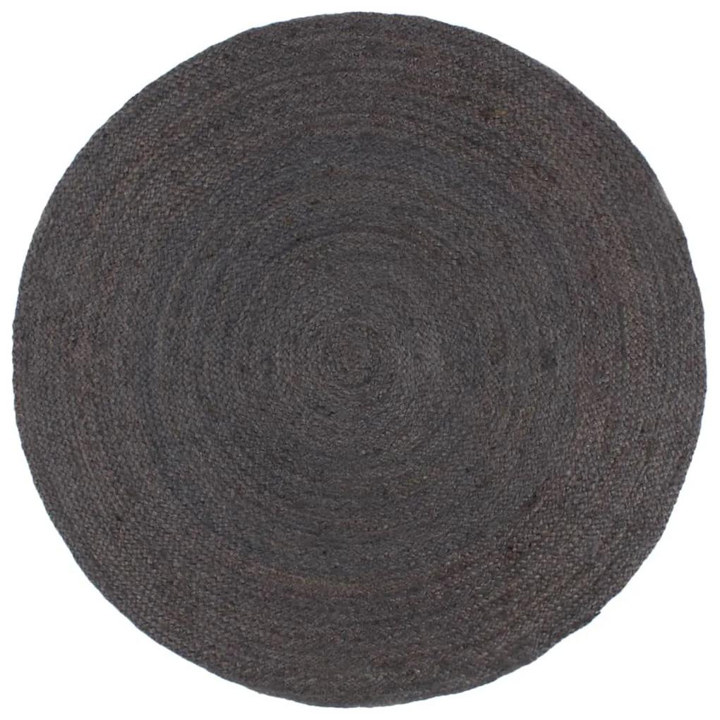 Tapete artesanal em juta redondo 240 cm cinzento-escuro