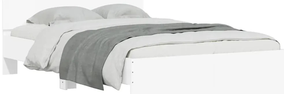 Estrutura de cama com cabeceira e luzes LED 140x200 cm branco