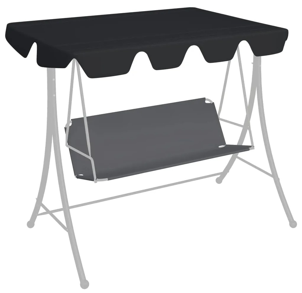 Toldo suplente baloiço jardim 150/130x70/105cm 270g/m² preto