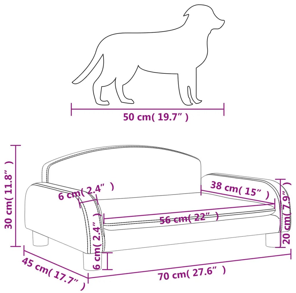 Cama para cães 70x45x30 cm tecido castanho