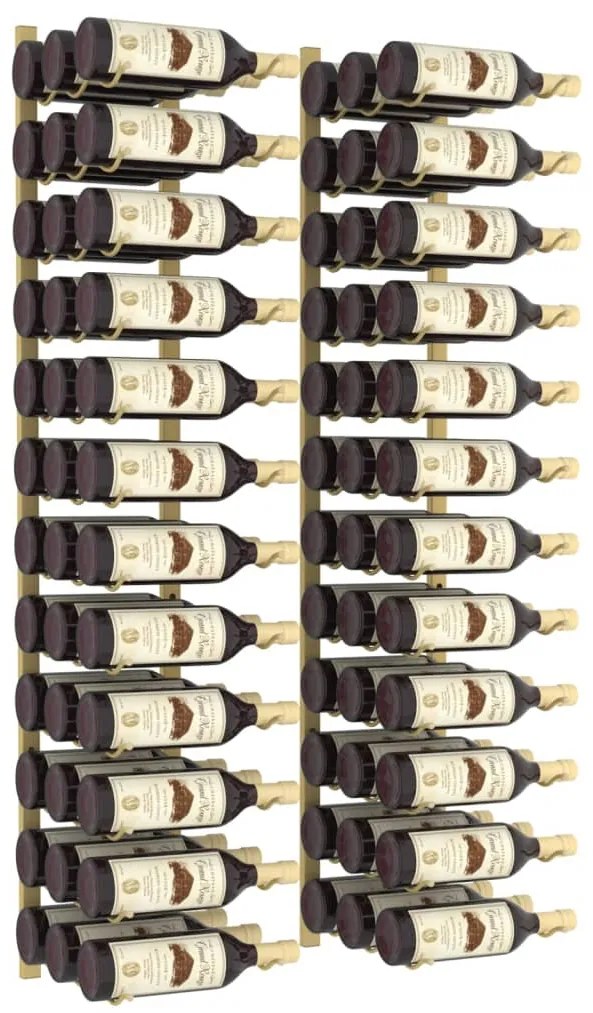 Garrafeira de parede para 36 garrafas 2 pcs ferro dourado