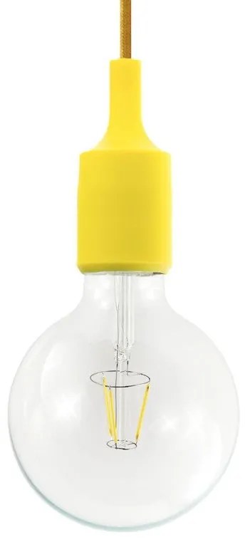 Suspensão com cabo têxtil e detalhes em silicone - Fabricado em Itália - Sem lâmpada / Amarelo