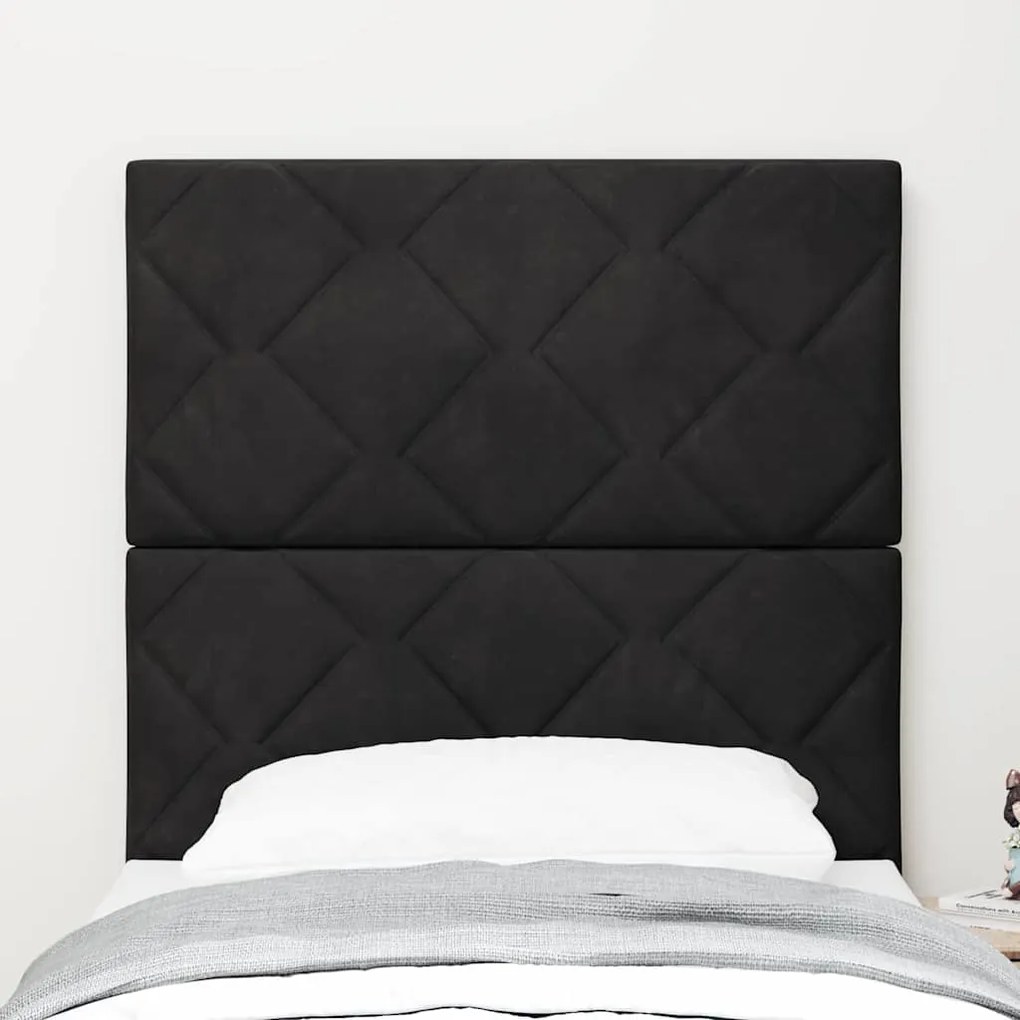 Cabeceira LED Design Blocos de Diamante Preto 80 cm Veludo