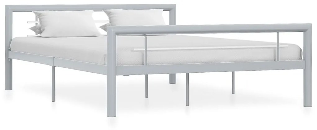 vidaXL Estrutura de cama 160x200 cm metal cinzento e branco