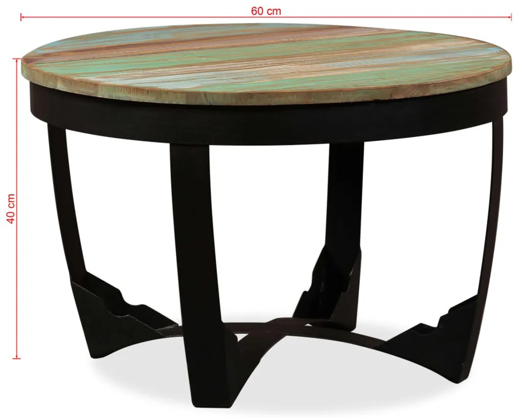 Mesa de centro madeira reciclada maciça 60x40 cm