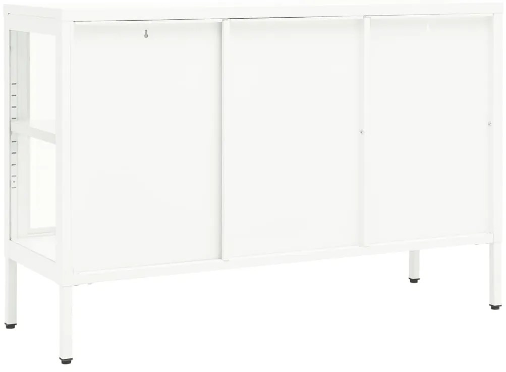 Aparador 105x35x70 cm vidro e aço branco