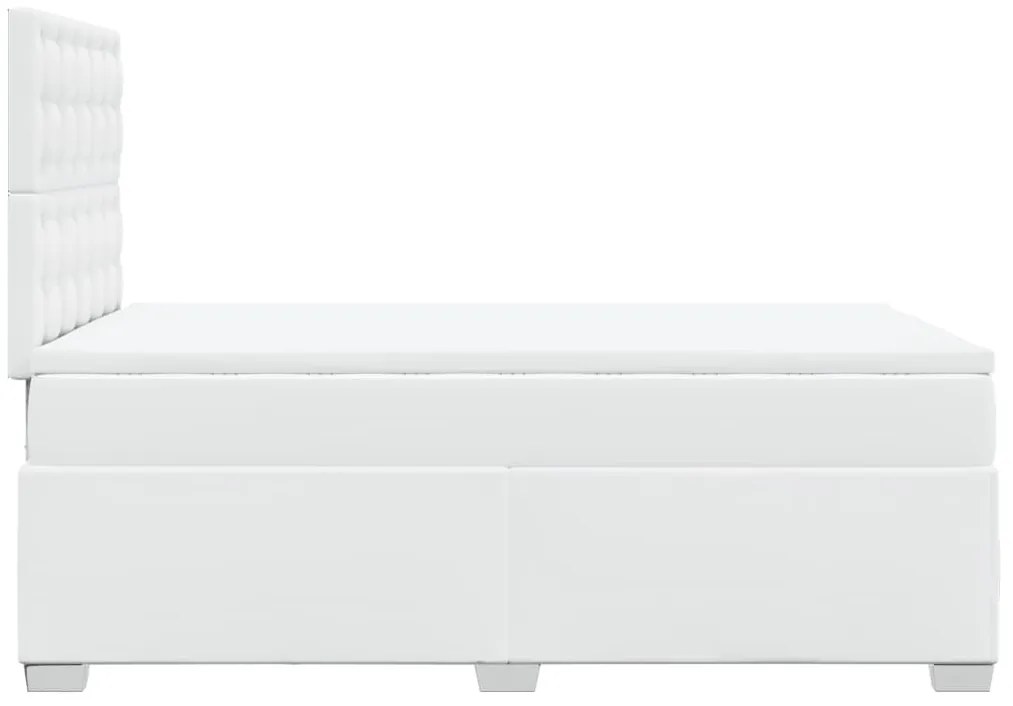 Cama com molas/colchão 120x200 cm couro artificial branco