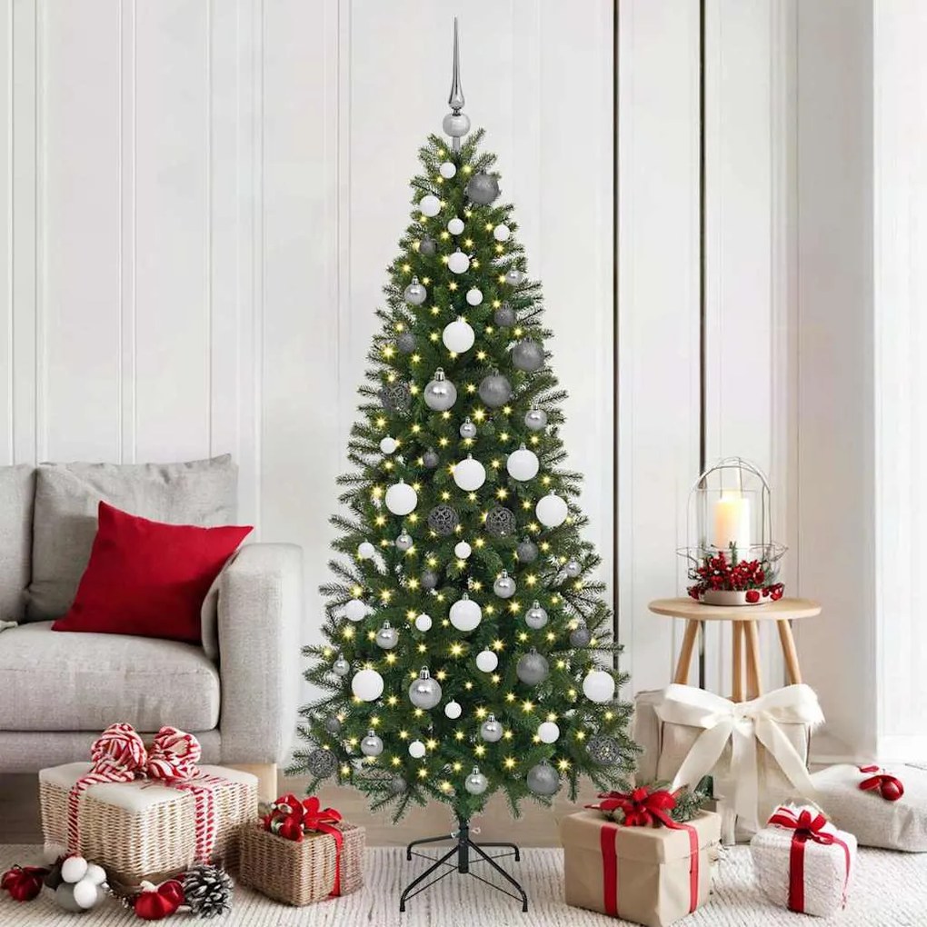 vidaXL Árvore de Natal Artificial com 300 LEDs Verde 180 cm PE e PVC