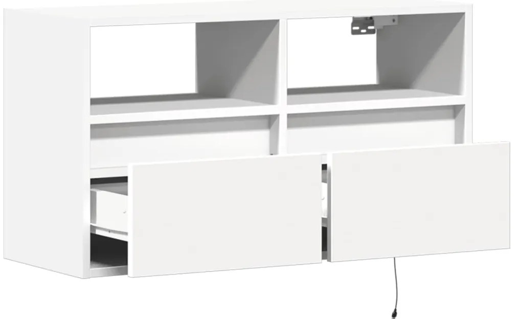 Móvel de parede para TV com luzes LED 80x31x45 cm branco