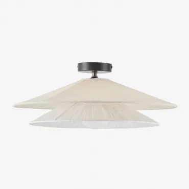 Plafon De Teto Ø50 Cm Em Ráfia Aislin Branco - Sklum