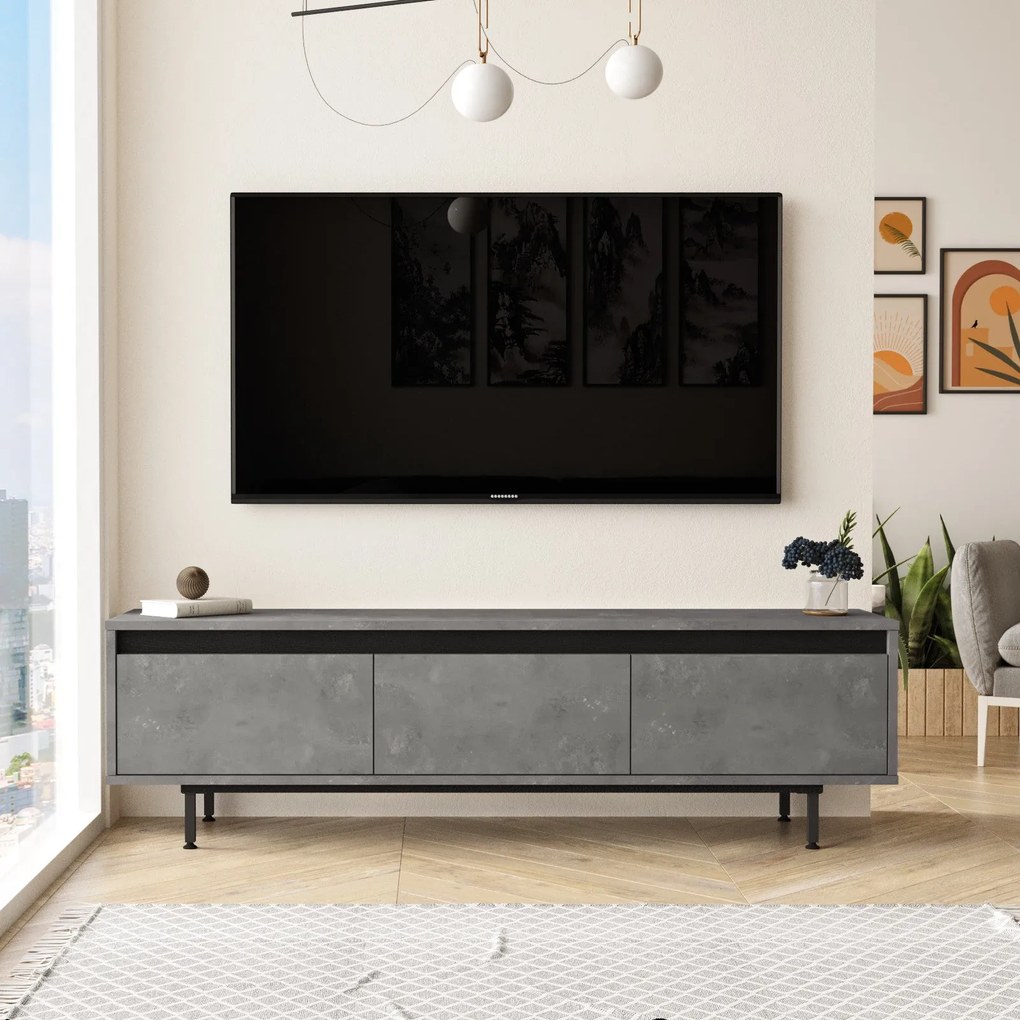 Móvel para TV LV1 – Prateado/Preto – 160x45,2x35,5 cm