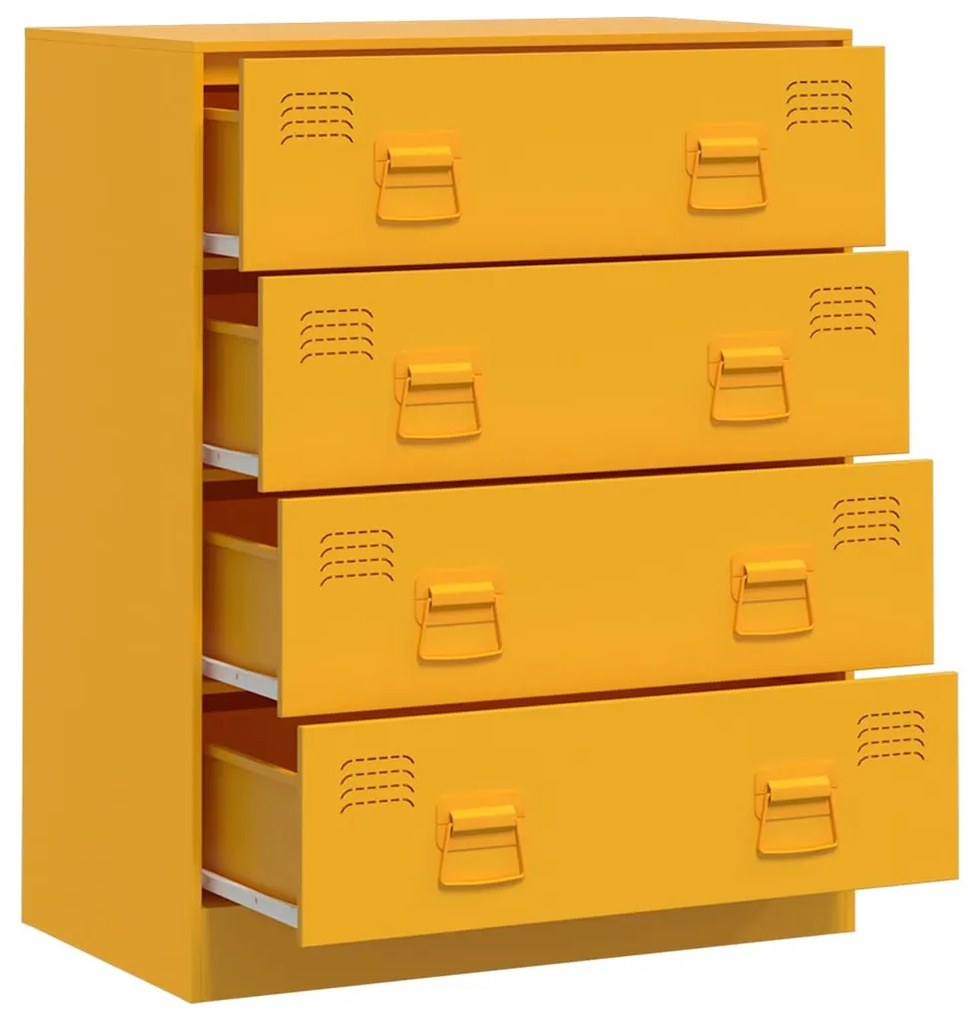 Aparador 67x39x83 cm aço amarelo mostarda