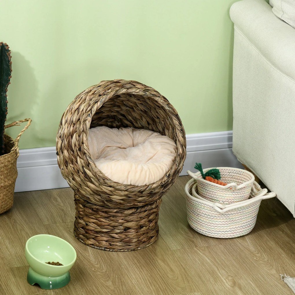 PawHut Cama para Gatos de Fibra Vegetal Caverna para Gatos Desmontável