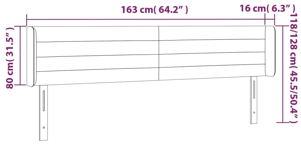 Cabeceira de cama c/ abas tecido 163x16x78/88cm cinzento-escuro