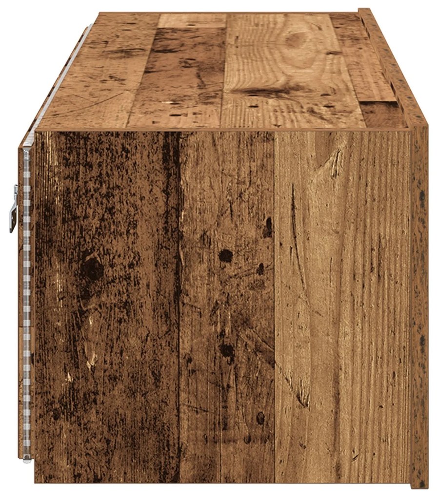Cabinet de TV vidaXL com Luzes LED Madeira Velha 100x35x31 cm