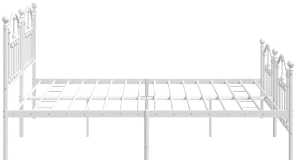 Estrutura de cama com cabeceira e pés 193x203 cm metal branco