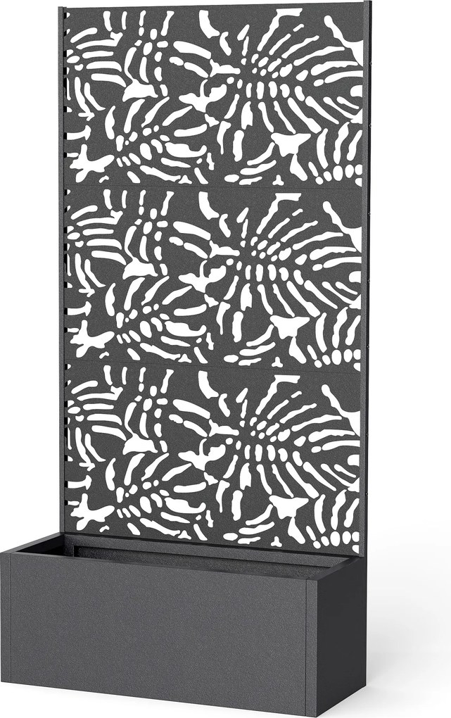 Floreira com treliça 90 x 35 x 180 cm, floreira com proteção contra olhares curiosos, para plantas trepadeiras, metal, preta
