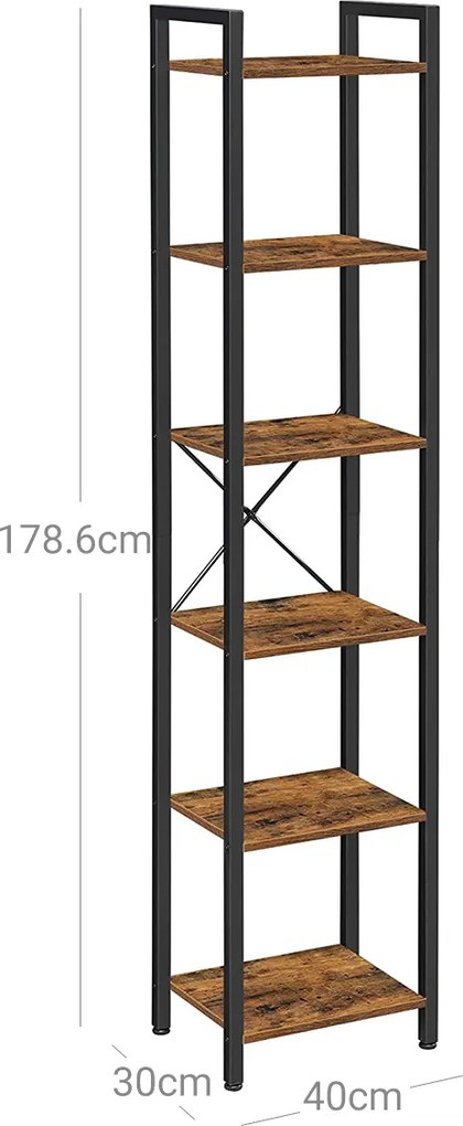 Estante de livros 40 x 30 x 187,5 cm castanho vintage-preto