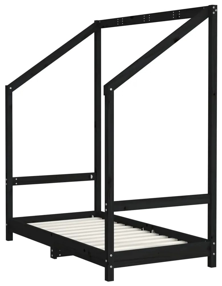 Estrutura de cama infantil 70x140 cm pinho maciço preto