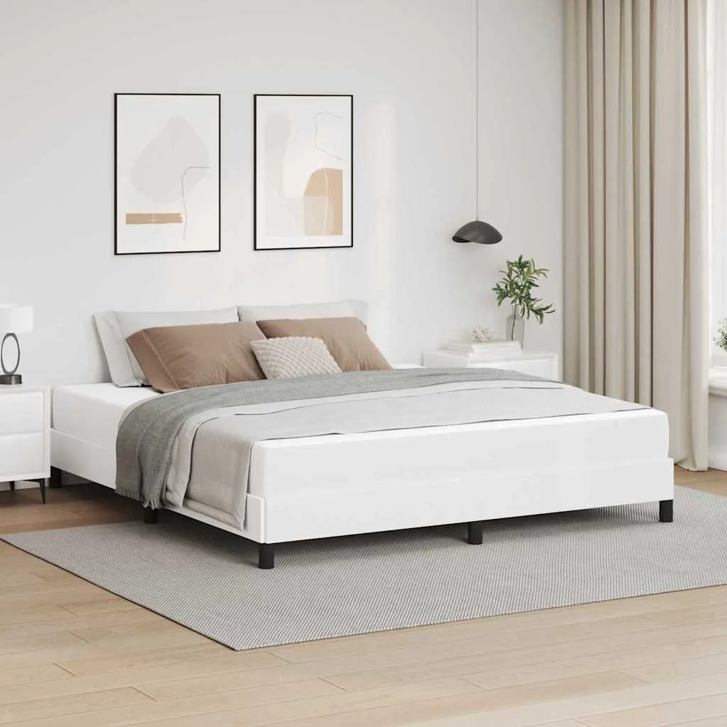 vidaXL Cama Outros Branco Puro 180 x 200 cm Couro sintético