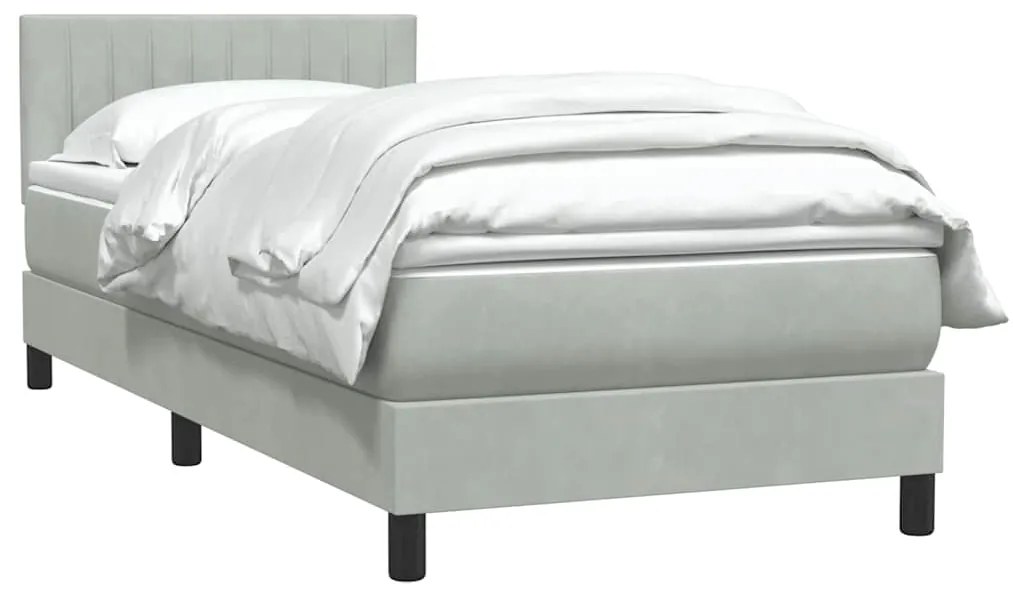 Cama com molas/colchão Cinza Claro 90x210 cm veludo