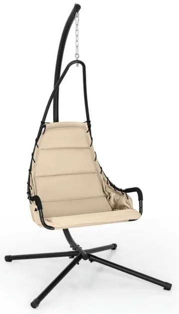 Cadeira suspensa com suporte e assento acolchoado extra grande - cinza