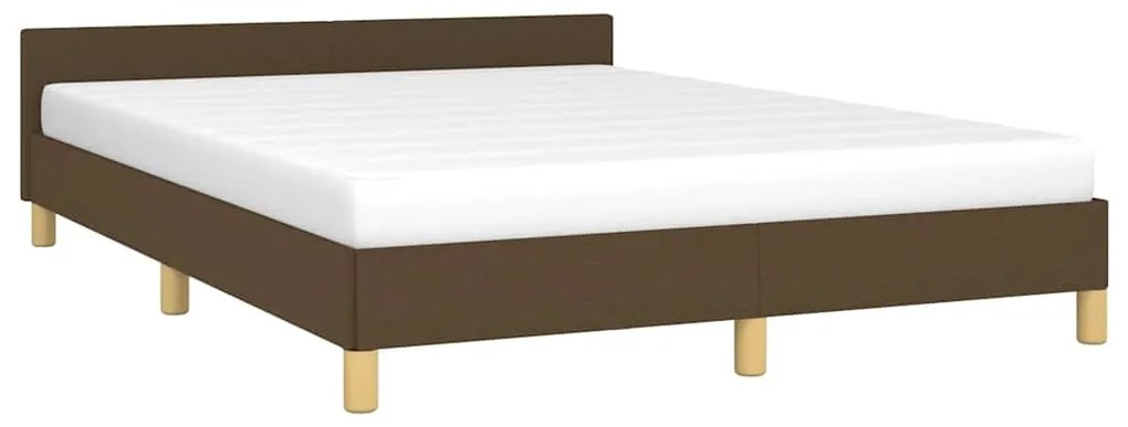 Estrutura de cama sem colchão 140x200 cm tecido castanho-escuro