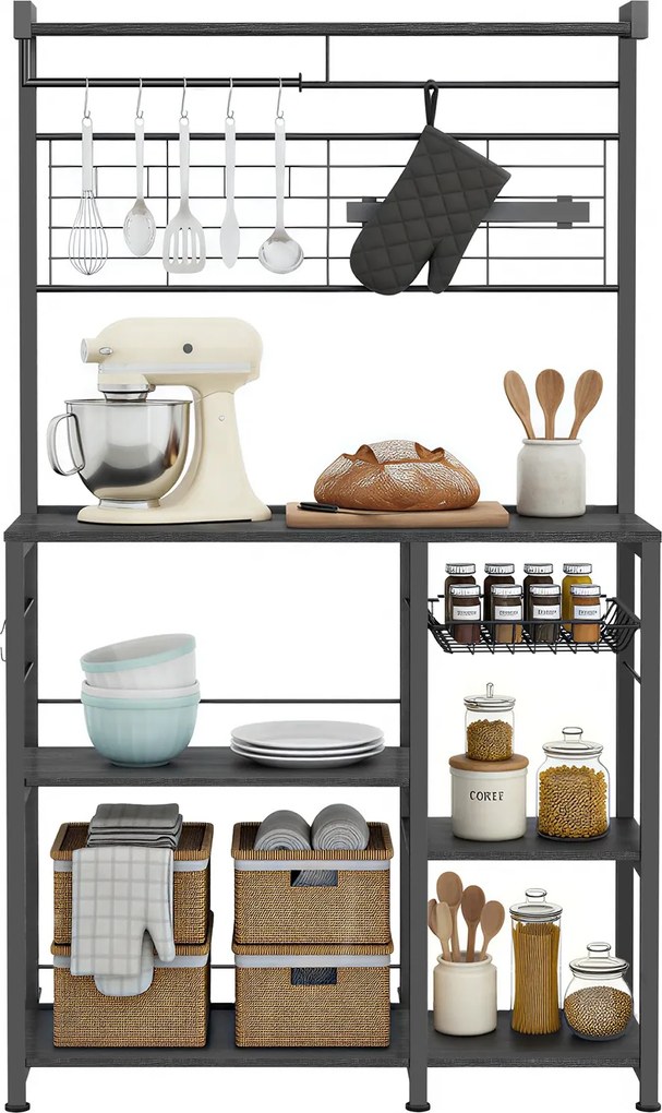 Armário de cozinha com barra magnética 12 ganchos 42 x 90 x 167,3 cm preto